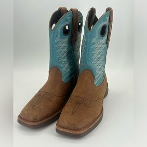 Rocky RKW0168 Women’s 8.5 Brown Teal Western Cowboy Boots Square Toe